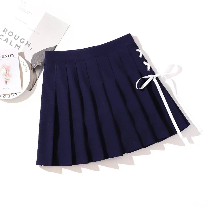 Noir Cross Pleated Mini Skirt