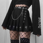 Noir Cross Pleated Mini Skirt