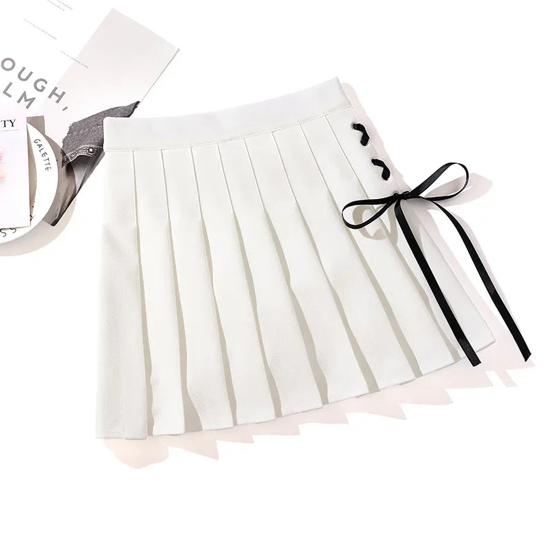 Noir Cross Pleated Mini Skirt