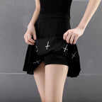 Noir Cross Pleated Mini Skirt